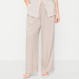 Old Navy Women’s High-Waisted Linen-Blend Wide-Leg Pants NWT sz L  Flax Linen